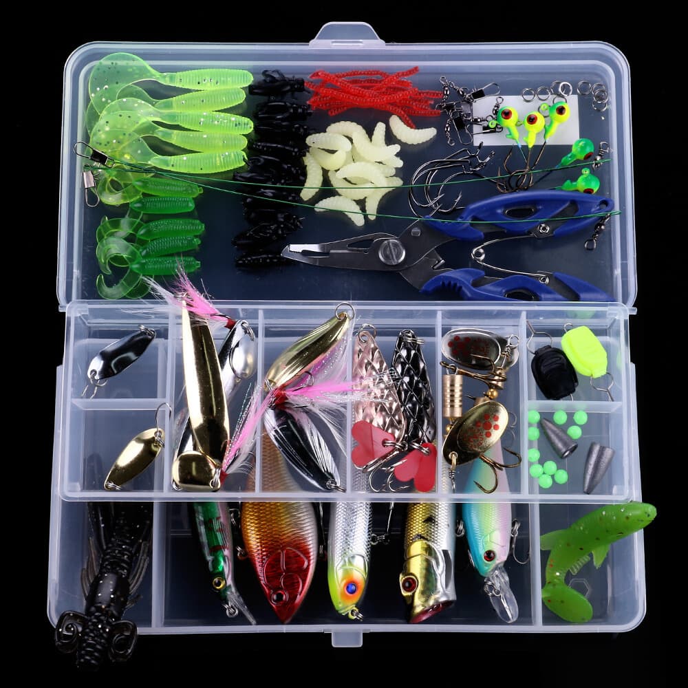 110PCS Lot Fishing Accessories Lures Gear Bass Bait Hooks Tackle Box Set Kit - Image 1