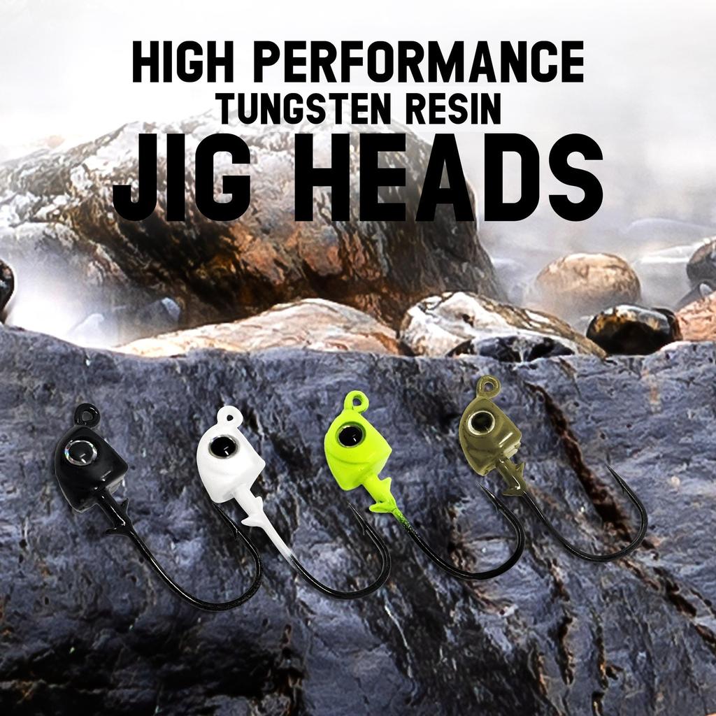 Reaction Tackle Tungsten Swimbait Jig Heads - 3D Eyes, Sharp Hooks, Bass Fishing - Image 3