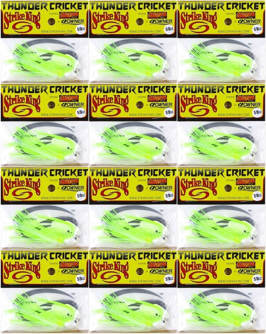 (12) Strike King 5/8 Oz Thunder Cricket Bladed Jigs Chartreuse Blue Glimmer New - Image 1