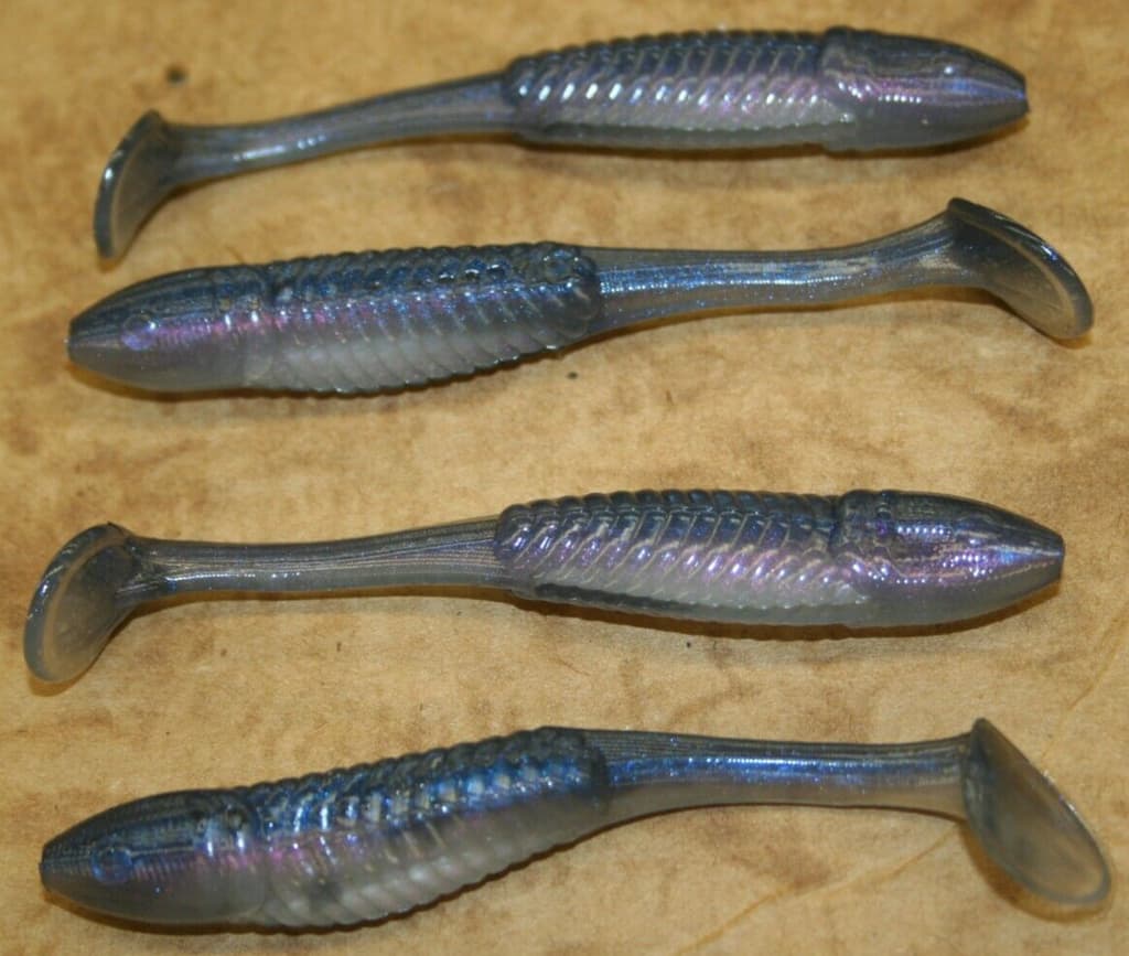 3.5" Swim Minnow Pro Blue Red Paddle Tail Swimbait Trailer for A Rig 50 pack - Image 1