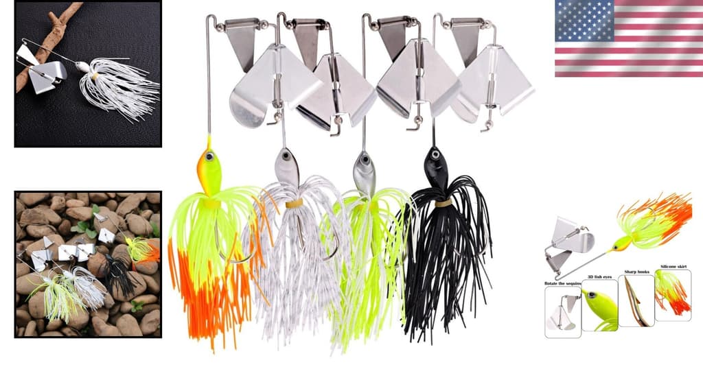 Modern Buzzbait Fishing Lures – 4PCS with Durable Silicone & High-Quality Hooks - Image 2