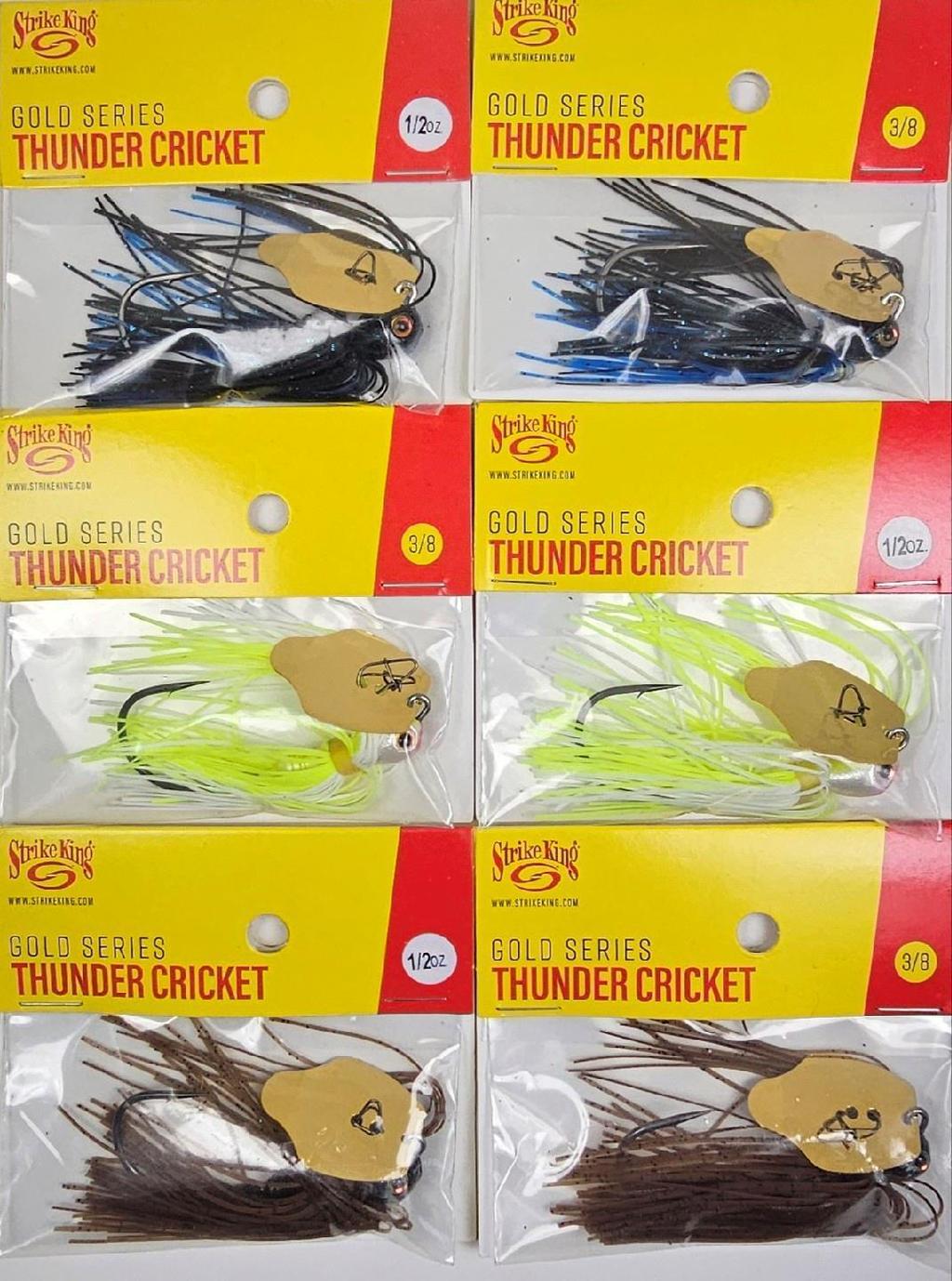 (Lot of 6) Strike King Gold Series Thunder Cricket Vibrating Blade Jig 3/8-1/2oz - Image 1