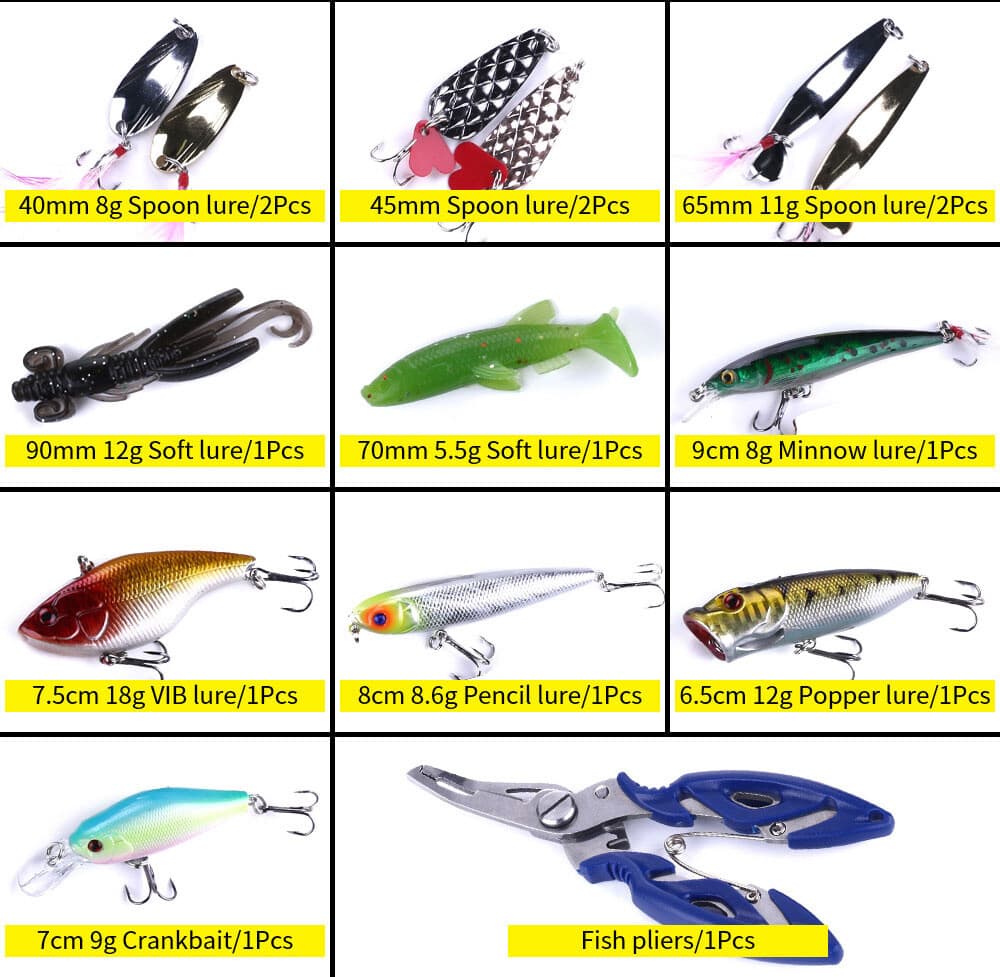 110PCS Lot Fishing Accessories Lures Gear Bass Bait Hooks Tackle Box Set Kit - Image 3