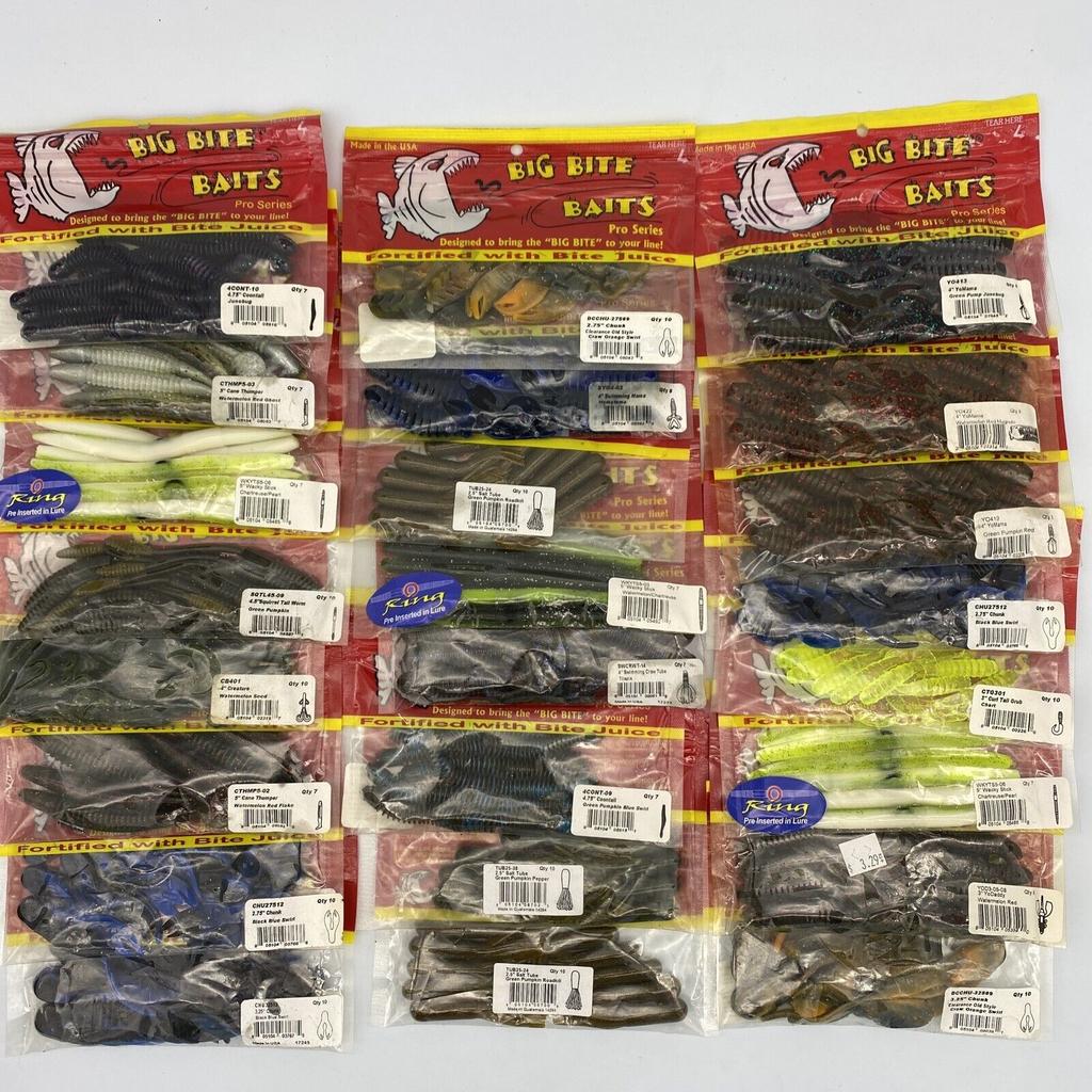 Big Bite Baits Bass Plastics Creature Bait Senko Chunk Worm Grubs (24 Bag Lot!) - Image 1