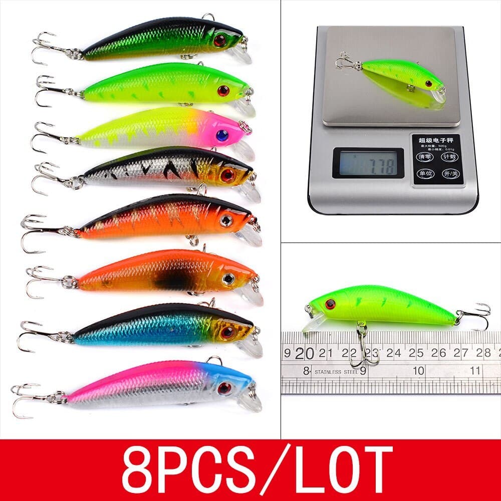 56PCS Minnow Fishing Lure Hard Artificial Mixed Swimbait Crankbait Trolling Pike - Image 6