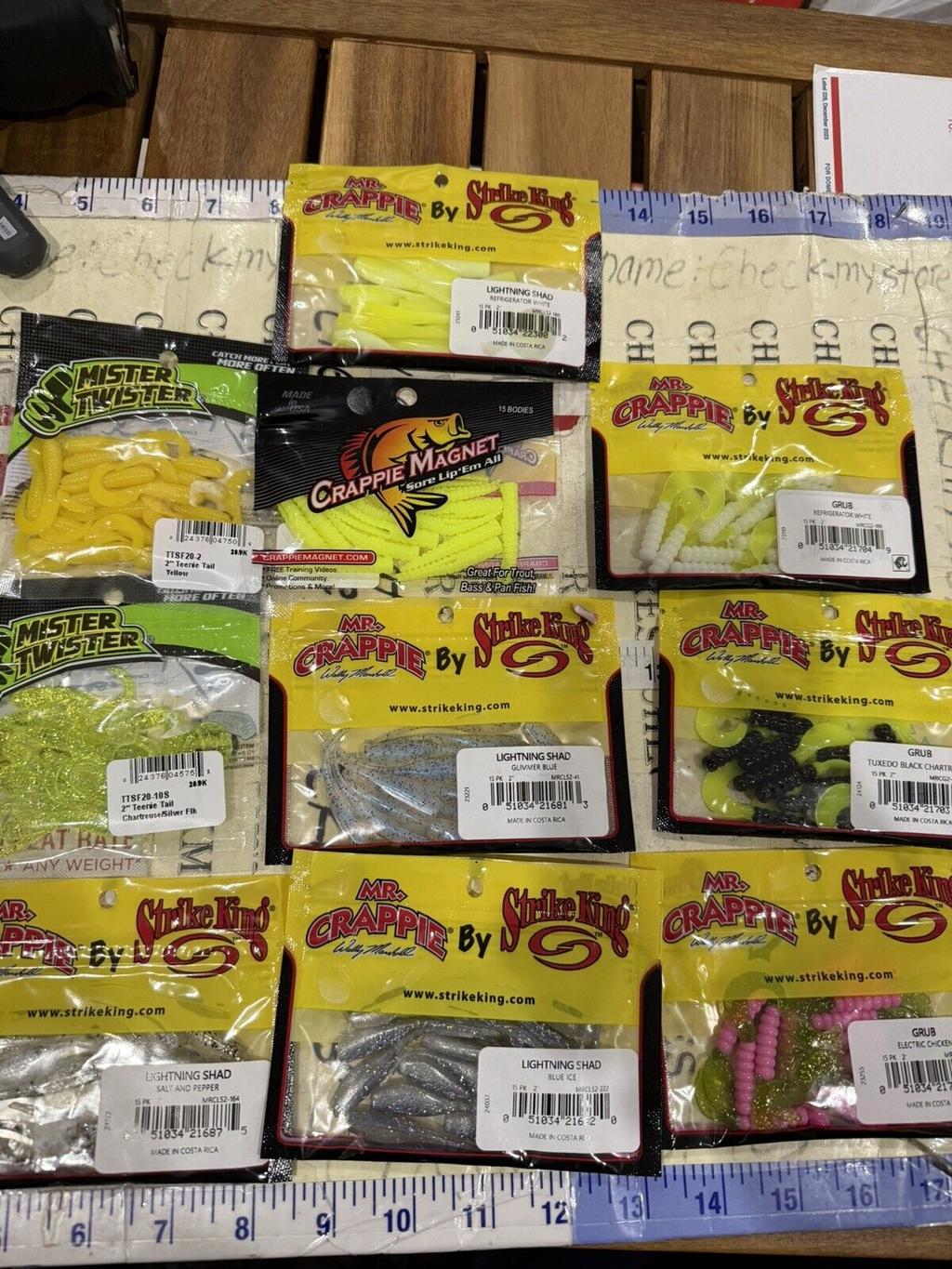 10X Mix Lot Strike King Panfish Mr Crappie Curly Tail Grub Fishing Lures - Image 1