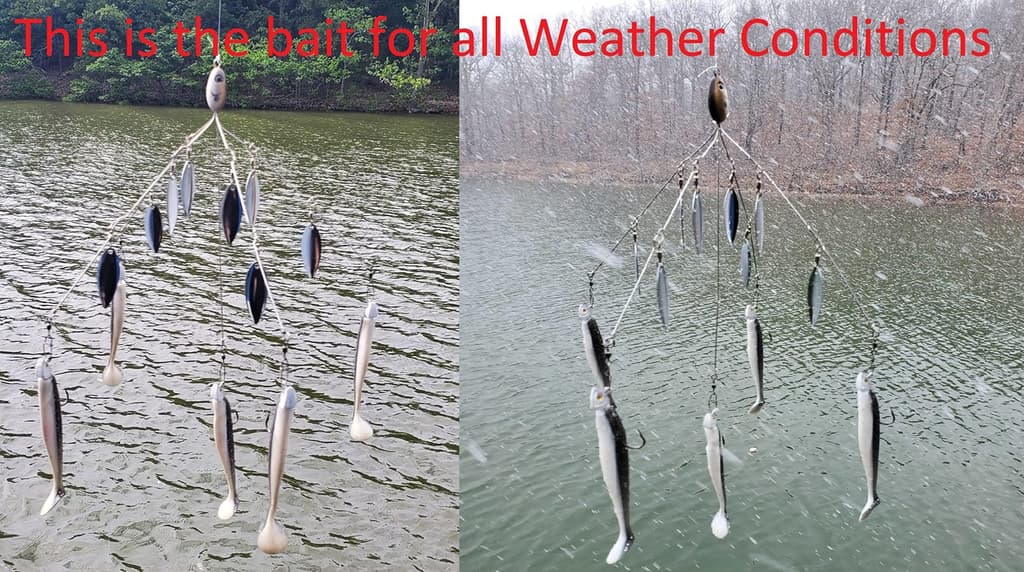 Fishing Vault Fully Rigged 5 Arms 8 Bladed Umbrella Rig Bass Lure W/Swim Baits - Image 5