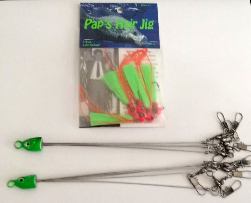 Pap's Umbrella Rig (5 pronged) Qty 2 and Pap's Hair Jig Orange/chart(Qty 5) - Image 1