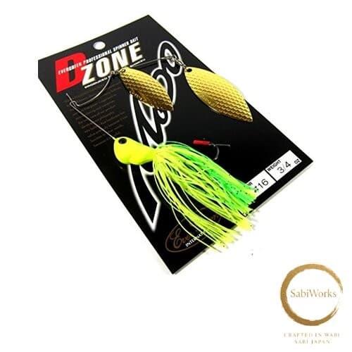 New Evergreen Spinnerbait D-Zone Double Willow Leaf 1/2oz Superchart Gold #16 - Image 1