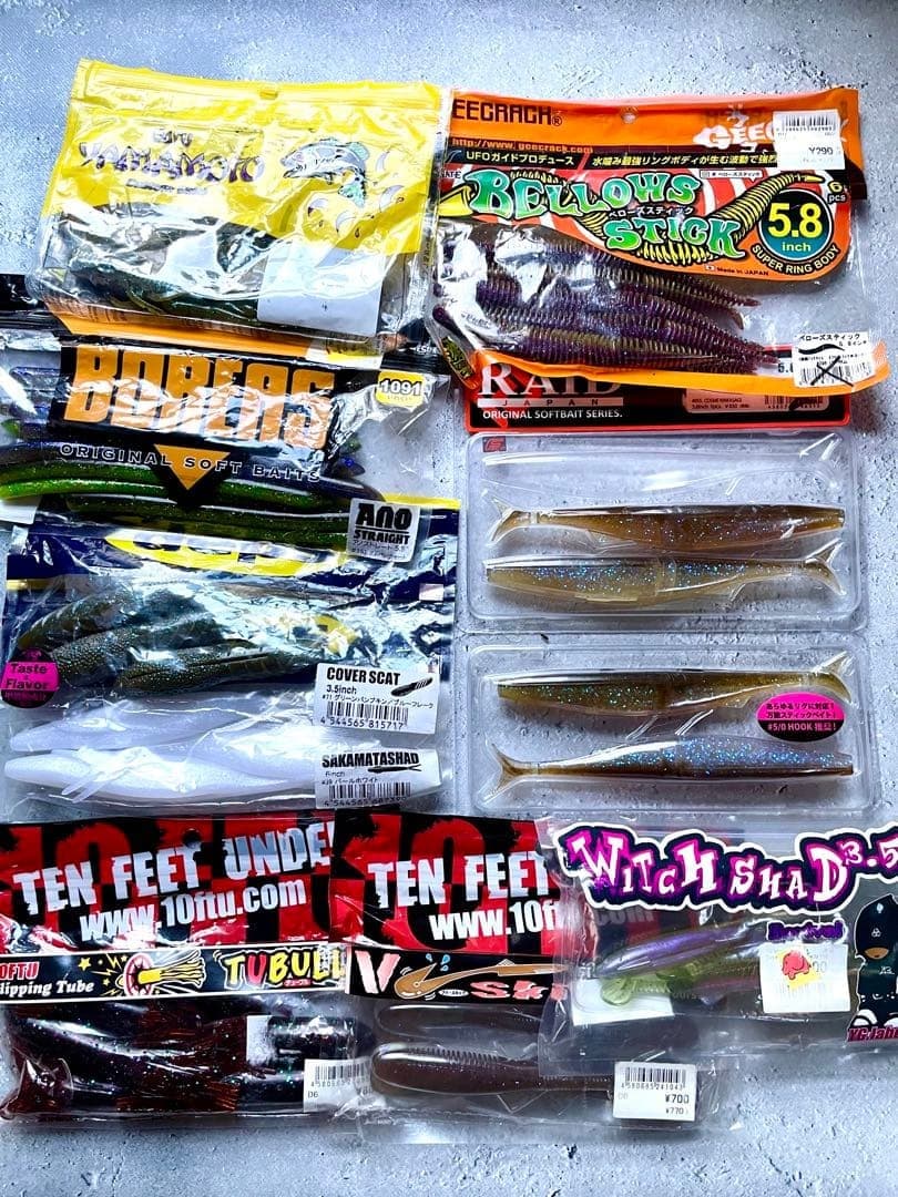Huge Set of Gary Raid G-Crack Worms with Keeper Japan Fishing Accessories - Image 1
