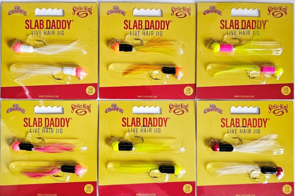 (Lot of 6) Strike King Mr. Crappie Slab Daddy Live Hair Jig 1/8 oz Sac-A-Laits! - Image 1