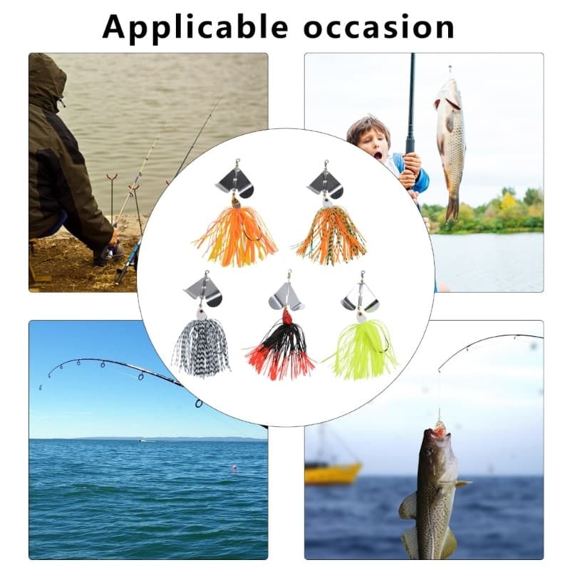 5Pcs Bass Fishing Lures Spinner Baits Topwater Fishing Lures Fishing Accessories - Image 6