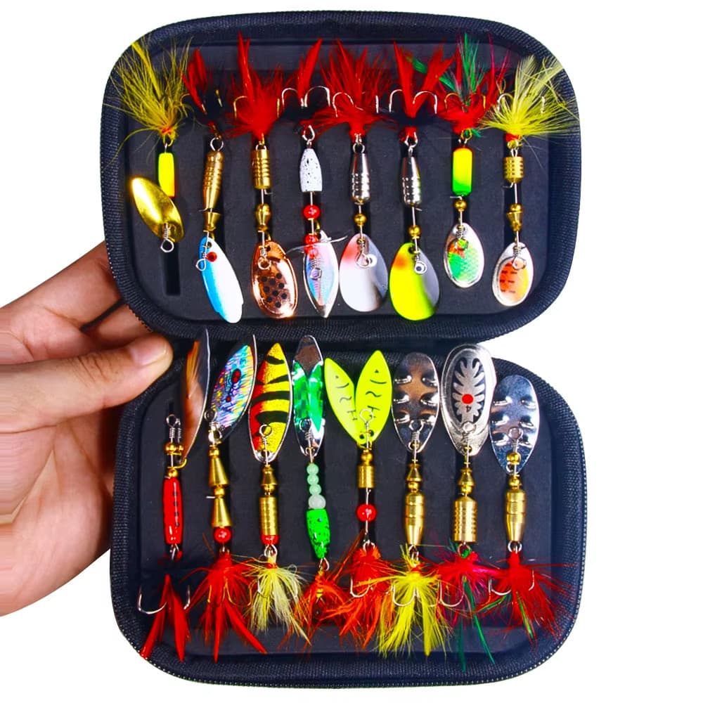 16 Pieces Rotation Spinnerbait Metal Spoon Spinner Fishing Lure Bait D - Image 10