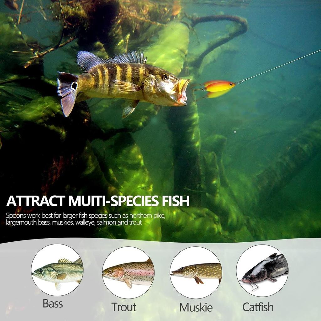 30Pcs Fishing Lures Baits Tackle, Fishing Spoon Lure Spinnerbait Bass Walleye... - Image 4