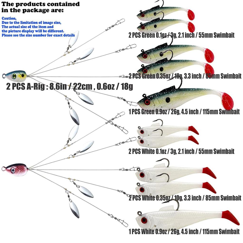 Alabama Boat Trolling Rigs for Bass Crappie Striper - 5 Arms A-Rig Fishing Lures - Image 2