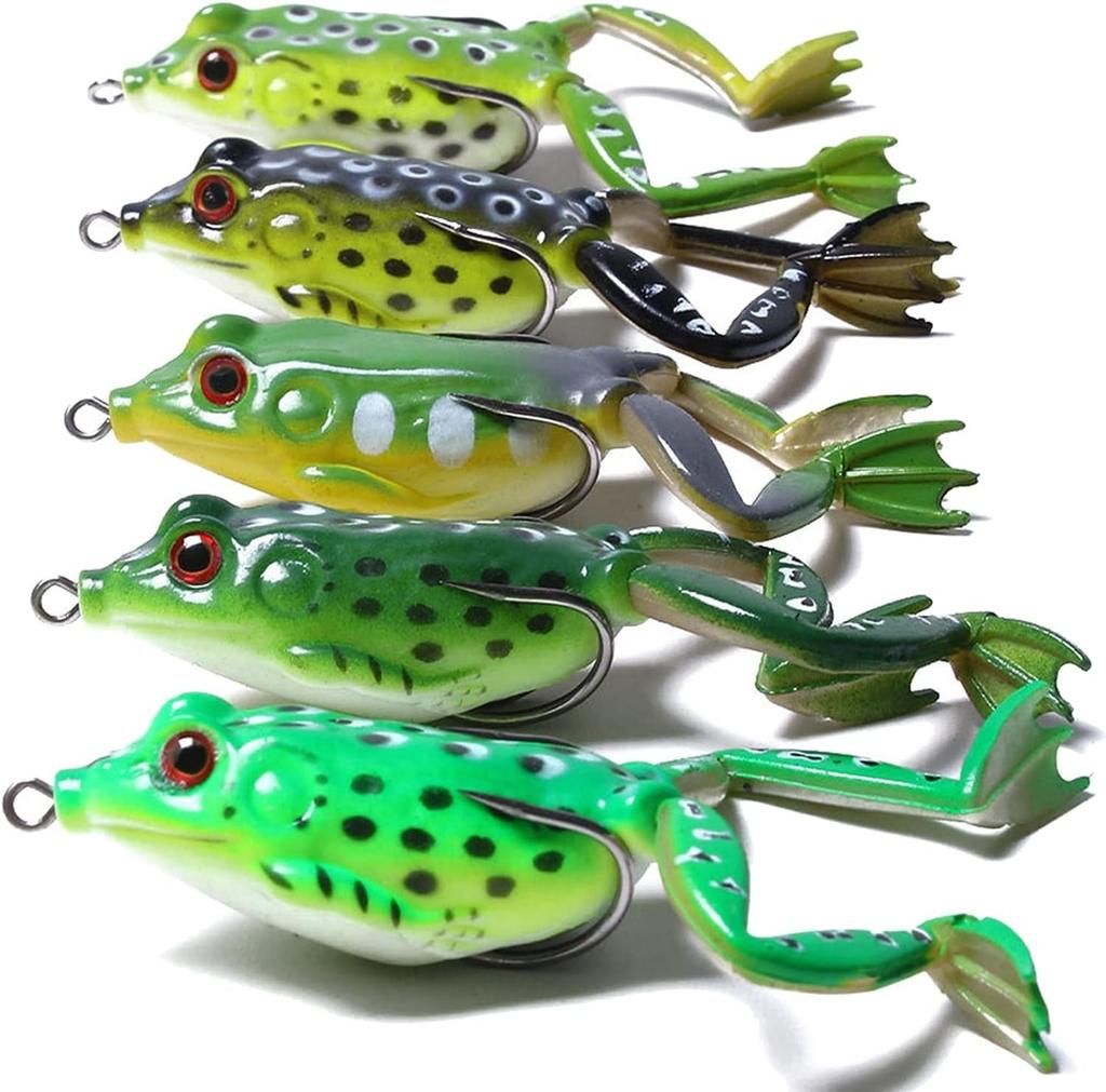 Topwater Frog Lure Set - 5 Realistic Weedless Soft Swimbaits for Bass Fishing - Image 9