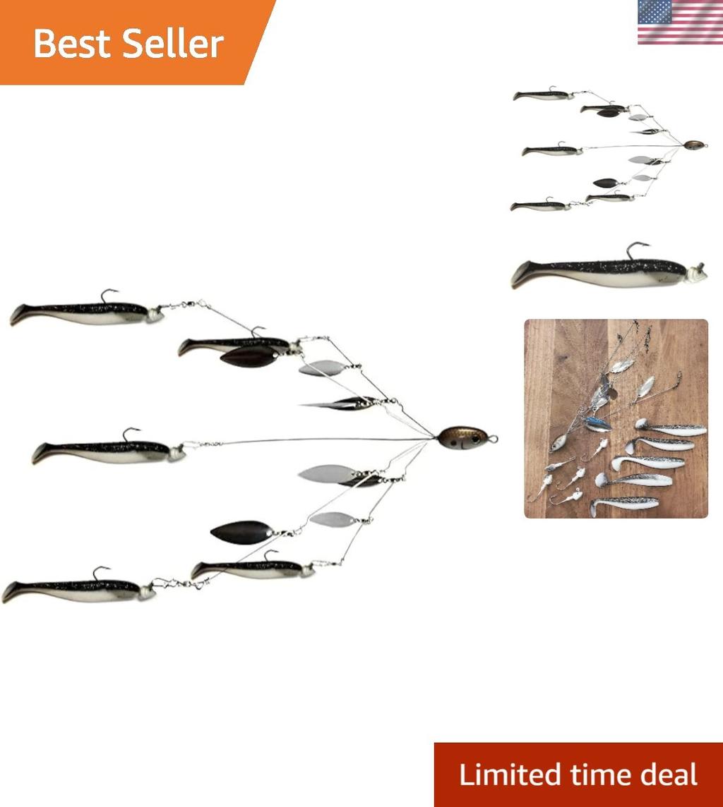 Durable 5-Arm Umbrella Rig with Jig Heads & Baits – -Round Fishing Essential - Image 1