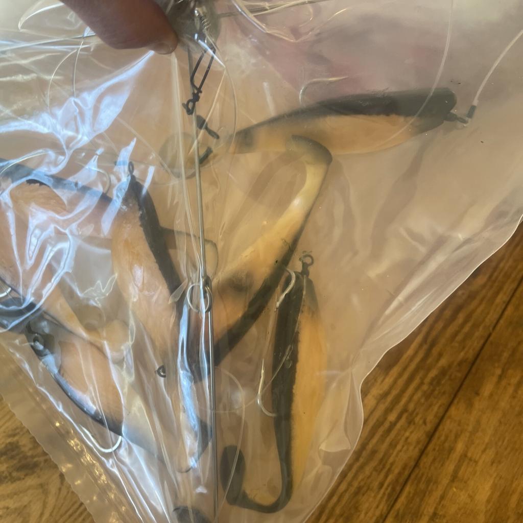 9” Umbrella Rig 4 Arm 11” With 6” Shad (9)  Pearl Black 8/0 Hook Mustad New Pkg - Image 13