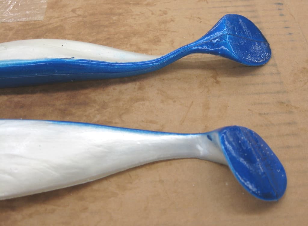 9" Shad Paddle Tail Swimbait great for Umbrella Rig 6 Count Bag Pearl Blue Back - Image 2