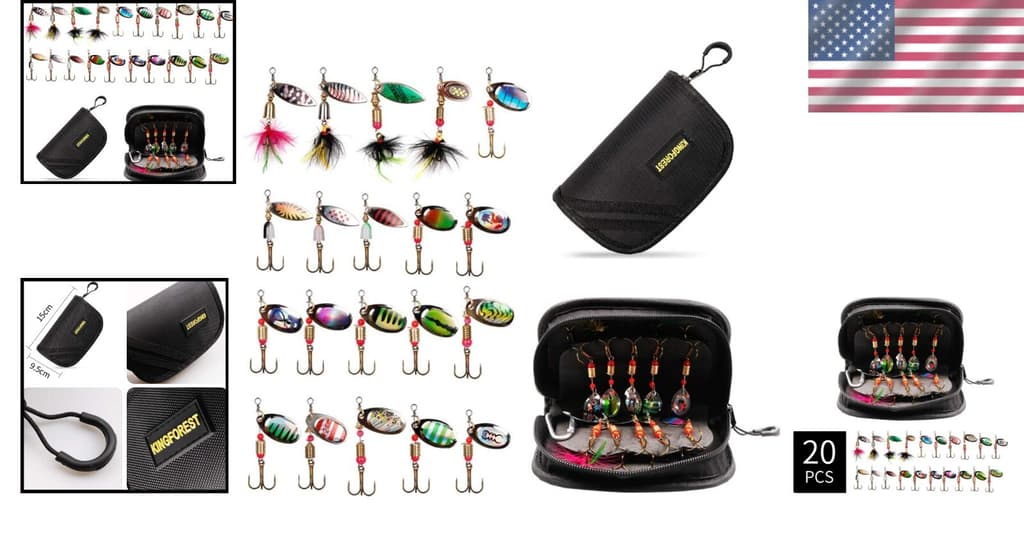 Versatile Fishing Lures Spinnerbait for Bass & Salmon - 20pc Tackle Box Set - Image 2