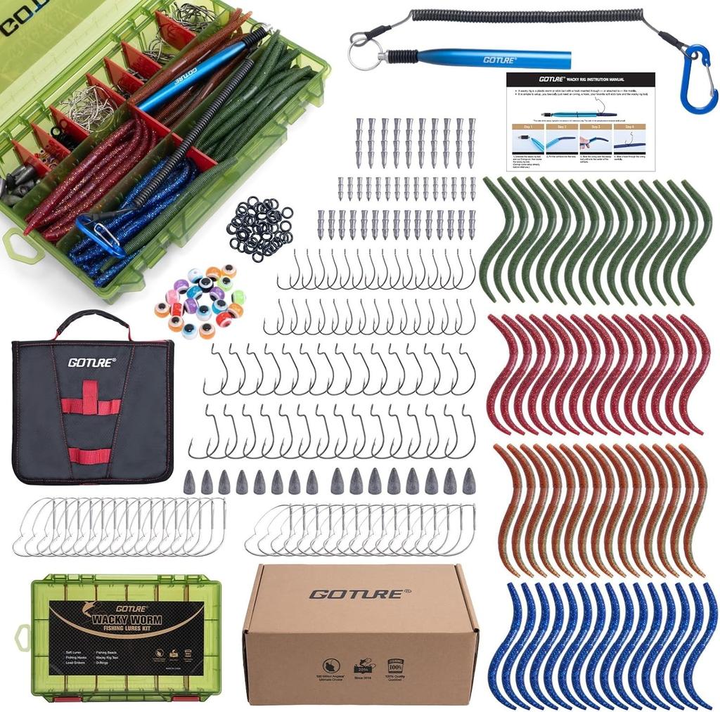 279-Piece Wacky Worm Fishing Lure Kit with Soft Plastics & Tackle Essentials - Image 3