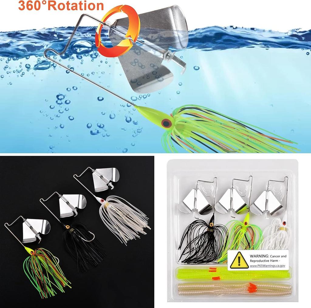 Buzzbaits Spinner Baits for Bass 4 inch, White, Yellow, Chartreuse, Black  - Image 6