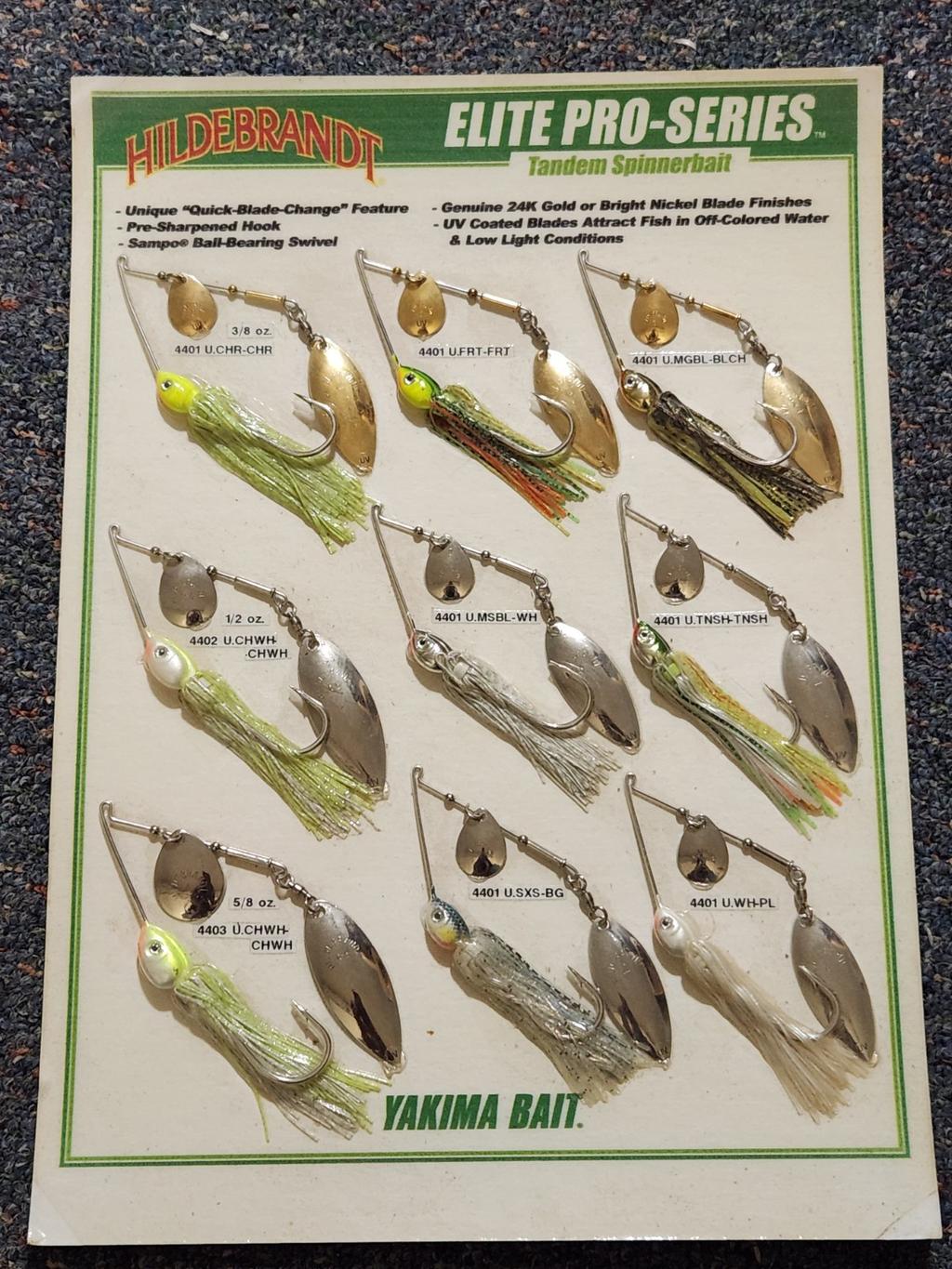 Yakima Baits Hildebrandt Elite Pro-Series Spinnerbait Display Sample Board  - Image 1