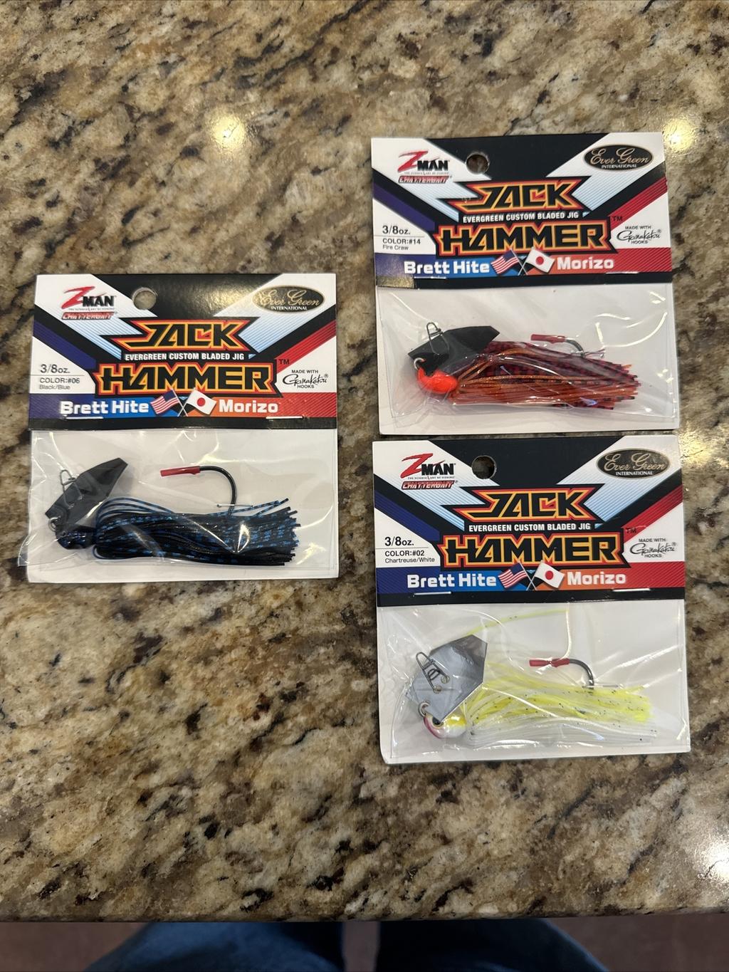 Lot Of 3 Z-Man Evergreen Jack Hammer Chatterbait 3/8 Oz Color #14, 02, & 06 NEW - Image 3