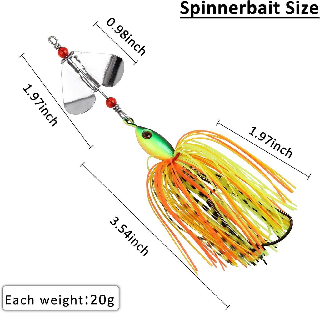 Bass Fishing Spinner Bait Lures, Multicolor Buzzbait Metal Jig 6pcs  - Image 3