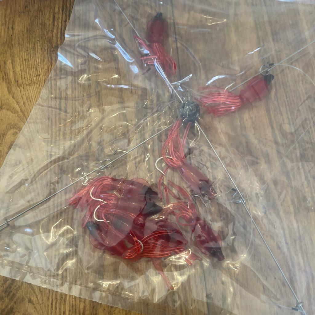 9” Umbrella Rig 4 Arm 11” With 5.5” Squid (9)  8/0 Mustad New Pkg Red Black Head - Image 12