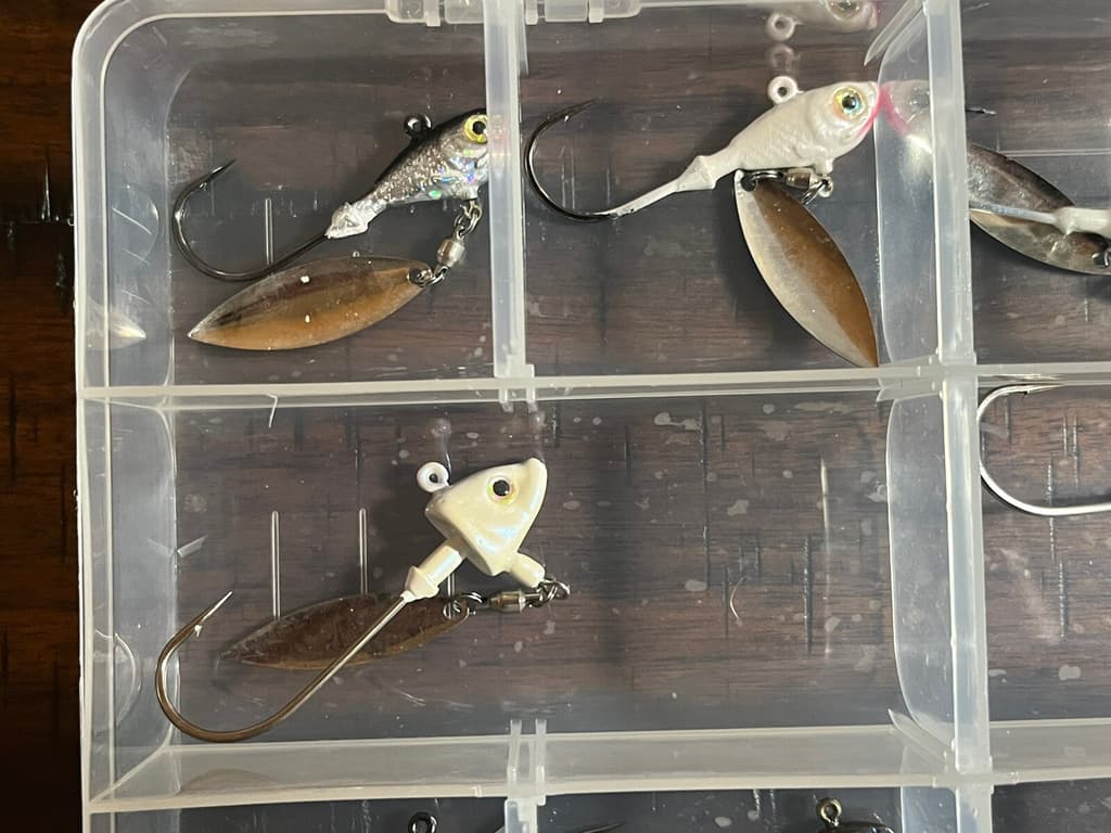 Huge lot of Underspin Jig heads Bass Striper Walleye Strike King, Berkley w/ box - Image 2