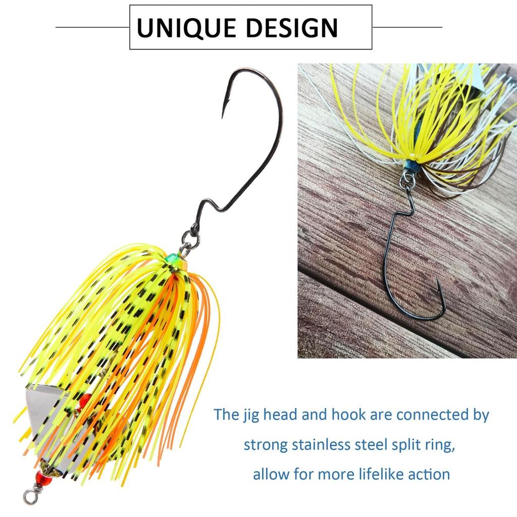 Spinnerbait Fishing Lures Kit, 6pcs Bass Buzzbait Hard [MIXED]  - Image 5