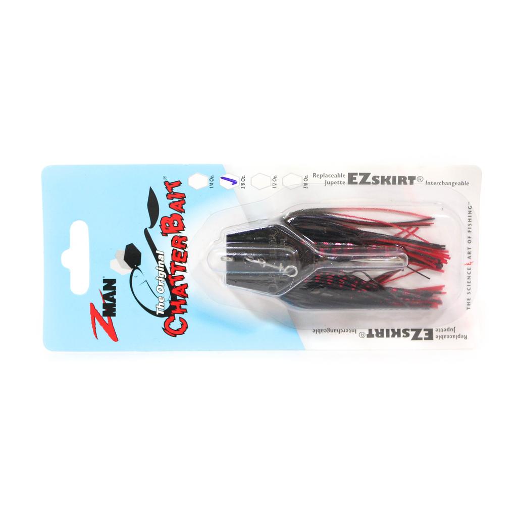 Zman Chatterbait 3/8 oz Sinking Lure Black Red (0990) - Image 1
