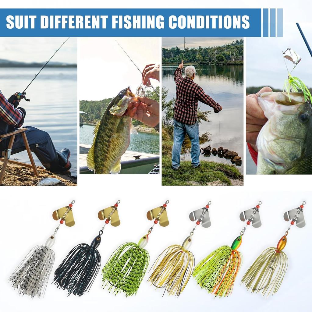 Bass Fishing Lures Kit Buzzbait Lure Large, Style A-12pcs - Image 5