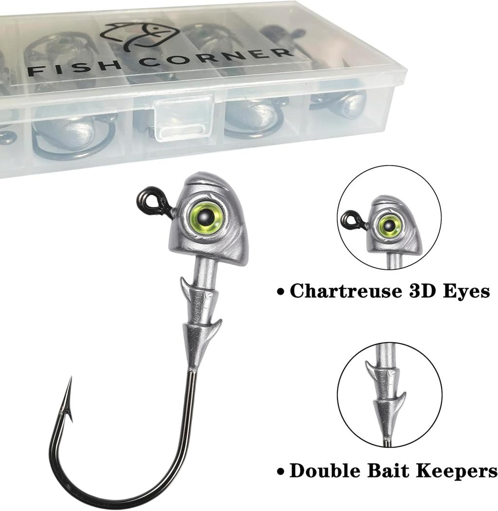 Swimbait Jig Heads Fishing Jigs Swim Bait Jighead with Two Bait Keepers and 3D E - Image 4