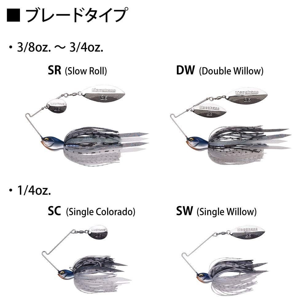 Megabass SV-3 1/2oz White Chart double willow Spinnerbait Yuki Ito New Japan - Image 4