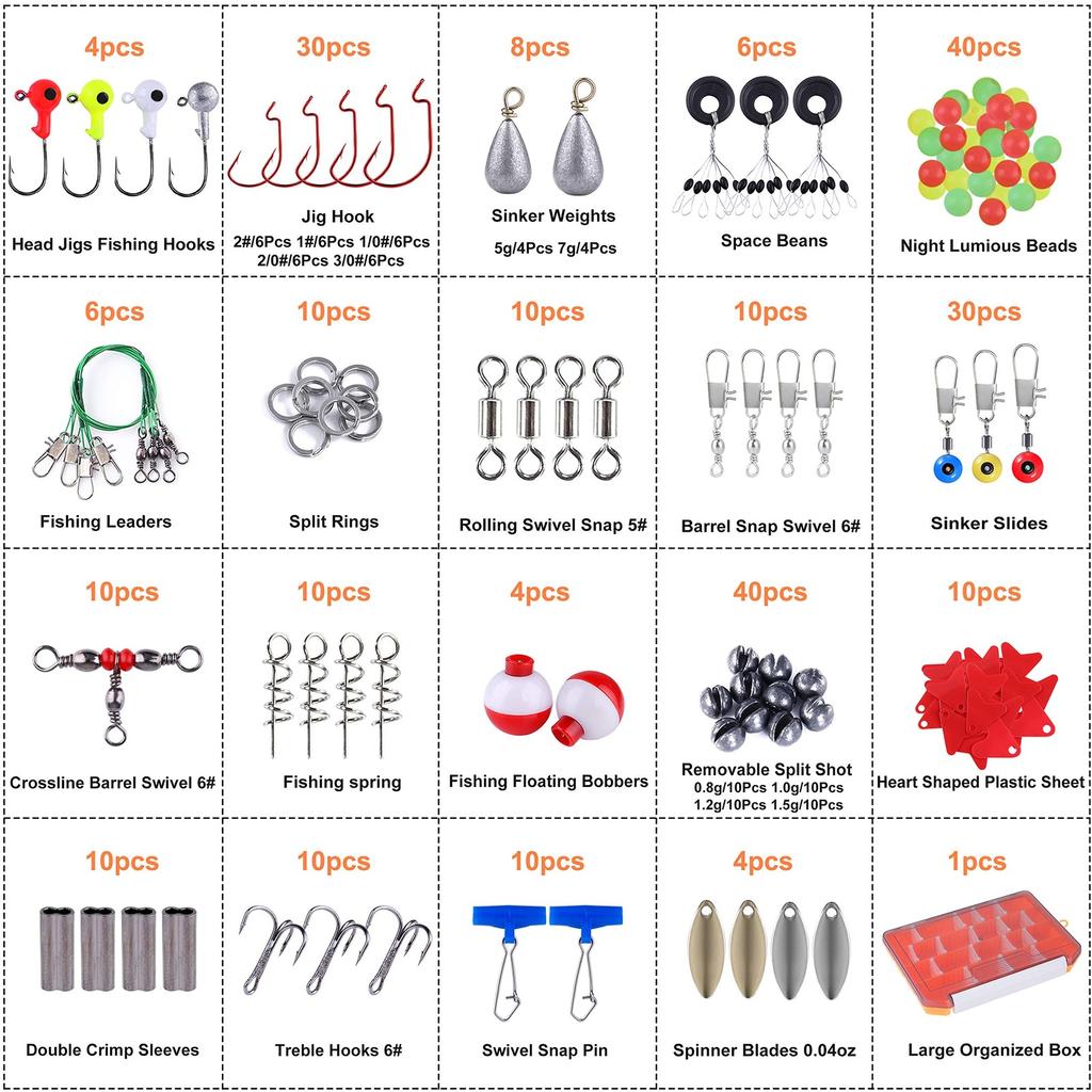 PLUSINNO Fishing Accessories Kit 263pcs Fishing Tackle Kit with Tackle Box In... - Image 4