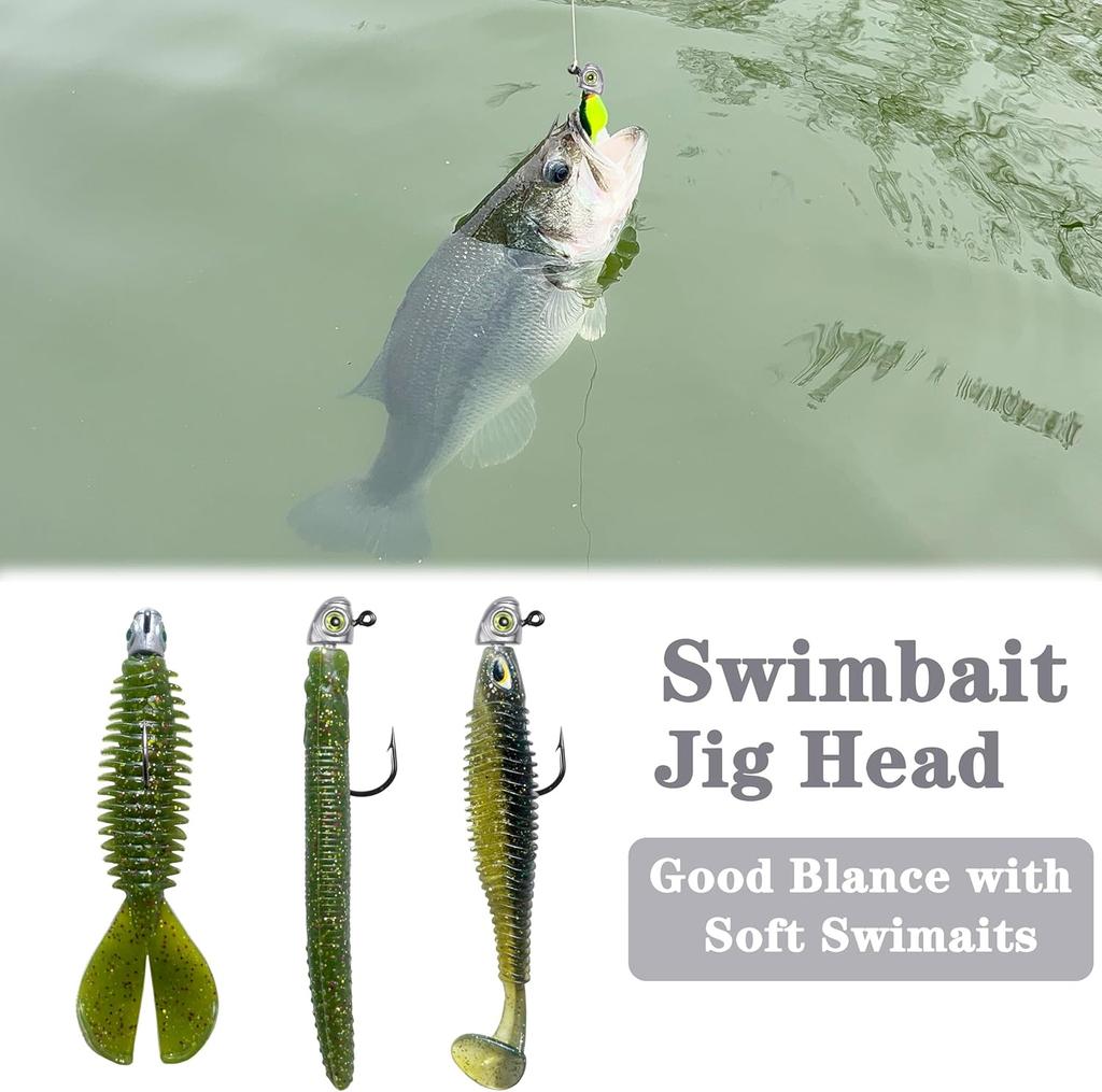 Swimbait Jig Heads Fishing Jigs Swim Bait Jighead with Two Bait Keepers and 3D E - Image 6