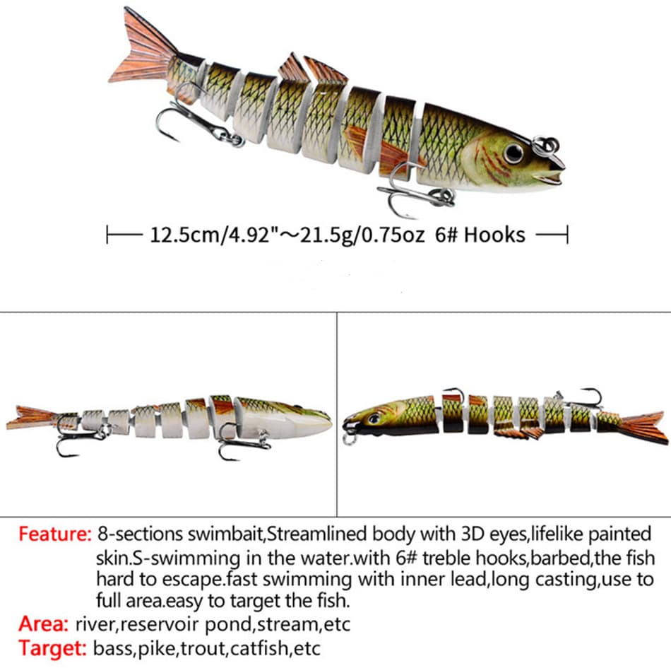 6PCS 21.5g Multi Jointed Bait 8-Segment Fishing Lures Swimbait Bionic Wobbler - Image 24