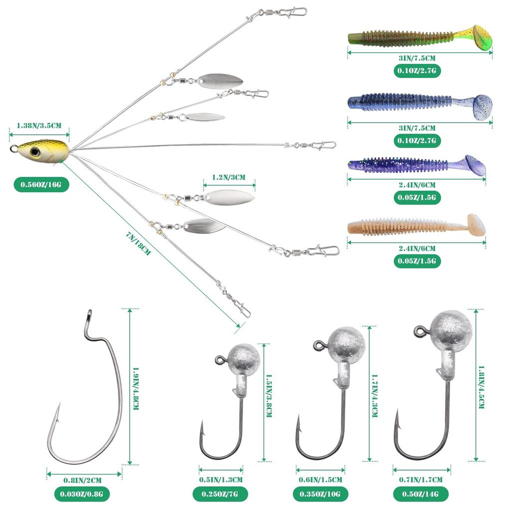 5 Arms Alabama Umbrella Rig Fishing Bass Kit Fishing Lures Rigs for Lures wit... - Image 2
