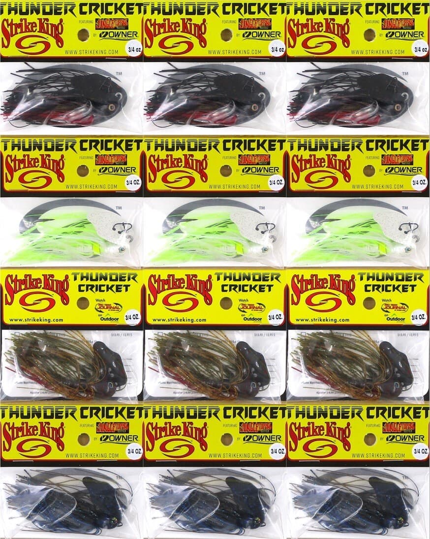 (12) Strike King 3/4 Oz Thunder Cricket Bladed Vibrating Jigs Assortment #1 New - Image 1