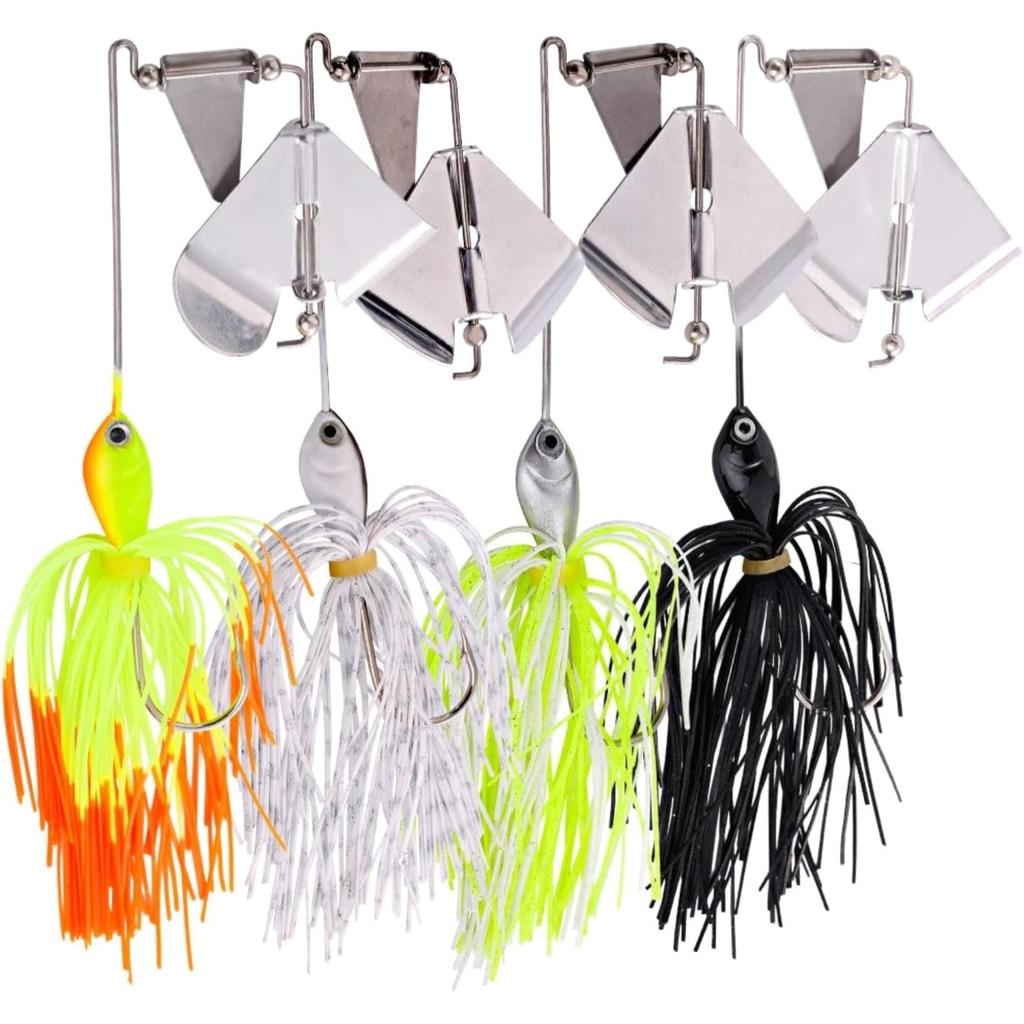 4-Pack Buzzbait Spinnerbaits for Bass & Pike - Unique Sounds, Vibrant Colors - Image 1