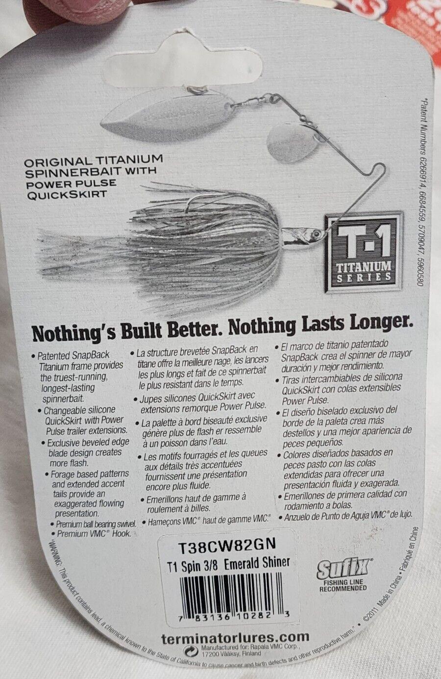 RARE Terminator T1 Titanium Snap Back Spinnerbait 3/8 oz Emerald Shiner Shad - Image 6
