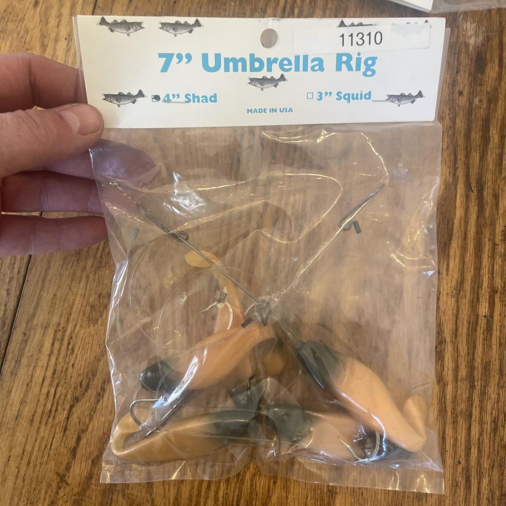 7” Umbrella Rig 4 Arm With 4” Shad (5)  Pearl Black New In Package McKala Blk Hd - Image 2