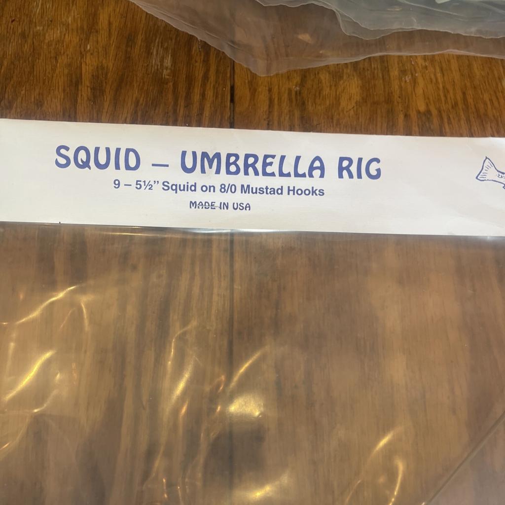 9” Umbrella Rig 4 Arm 11” With 5.5” Squid (9)  8/0 Mustad New Pkg Blue/pink Pep - Image 13