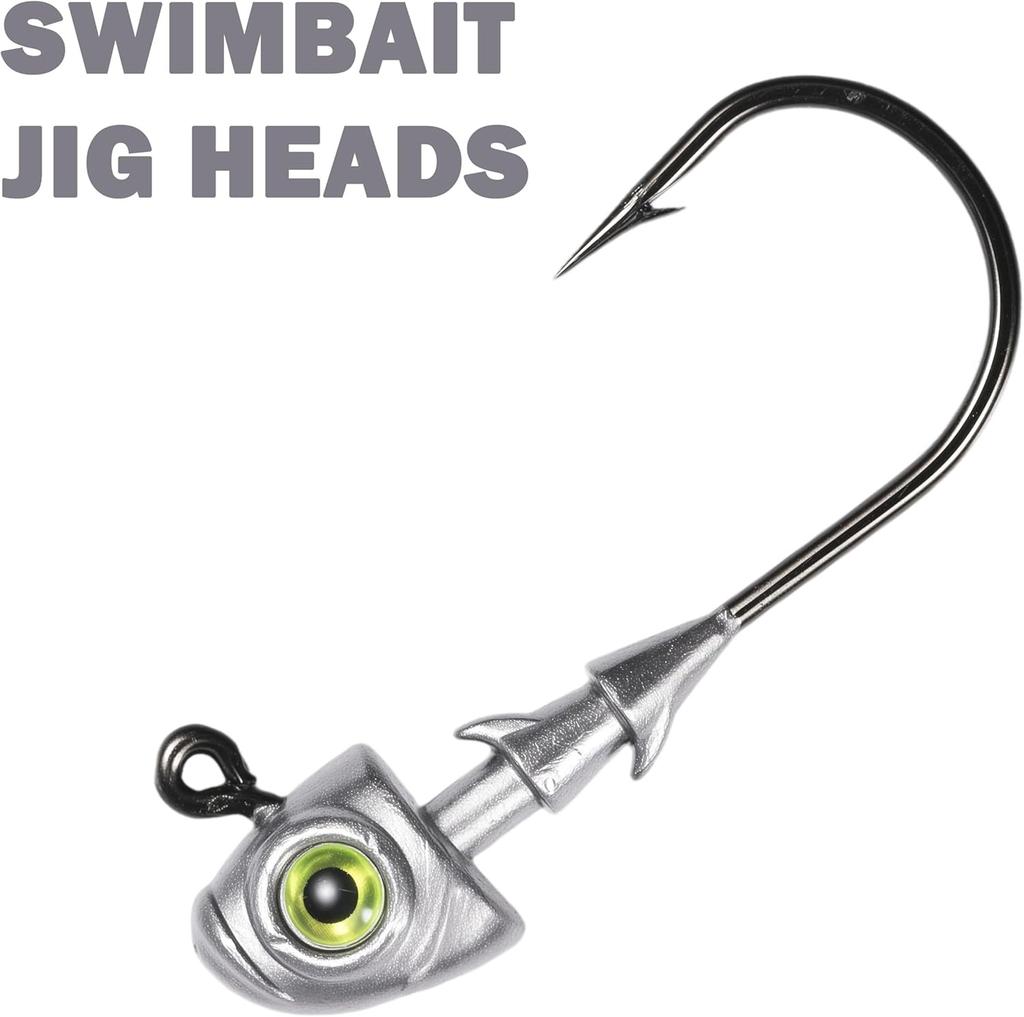 Swimbait Jig Heads Fishing Jigs Swim Bait Jighead with Two Bait Keepers and 3D E - Image 2