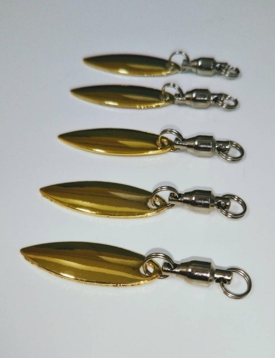 Gold 5Pcs Willow Leaf Blade Set 40Mm Metal Jig Head Minimal Vibe Tairaba - Image 1