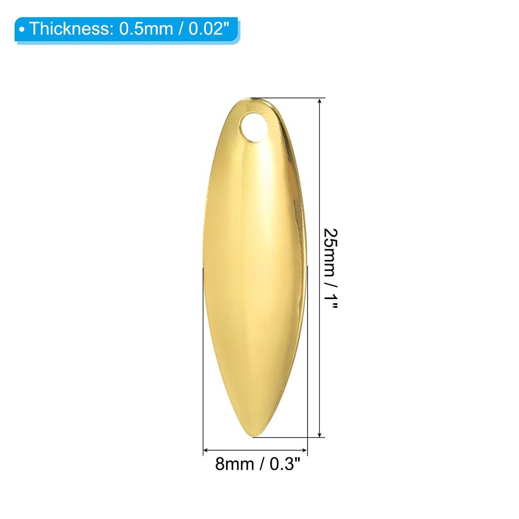 PATIKIL Fishing Lure Blades 1x0.3" Pack of 50 for Willow Leaf Lure Making DIY, G - Image 2