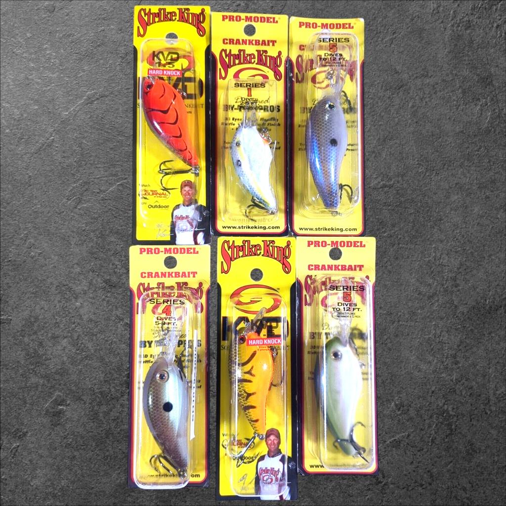 Strike King Crankbait Lot Of 6 Unique Lures Hard Knock Deep Dive Mix *READ DESC* - Image 1