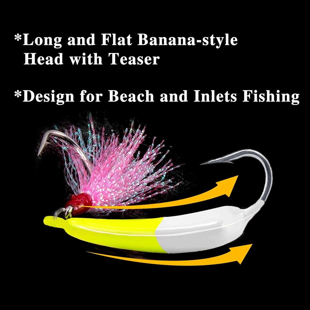 5 Pack Fishing Jig Heads, Swimbait Jigs Pompano Jigs with Teaser Hooks, Surf ... - Image 1
